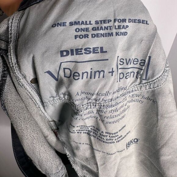 Diesel Denim Sweatpants Mens 36x34 Krooley Tapered JoggerJeans Navy Distressed - Picture 6 of 6